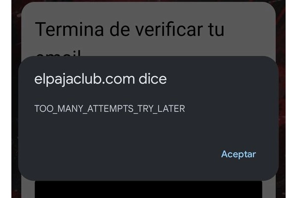 Error en la verificación del email